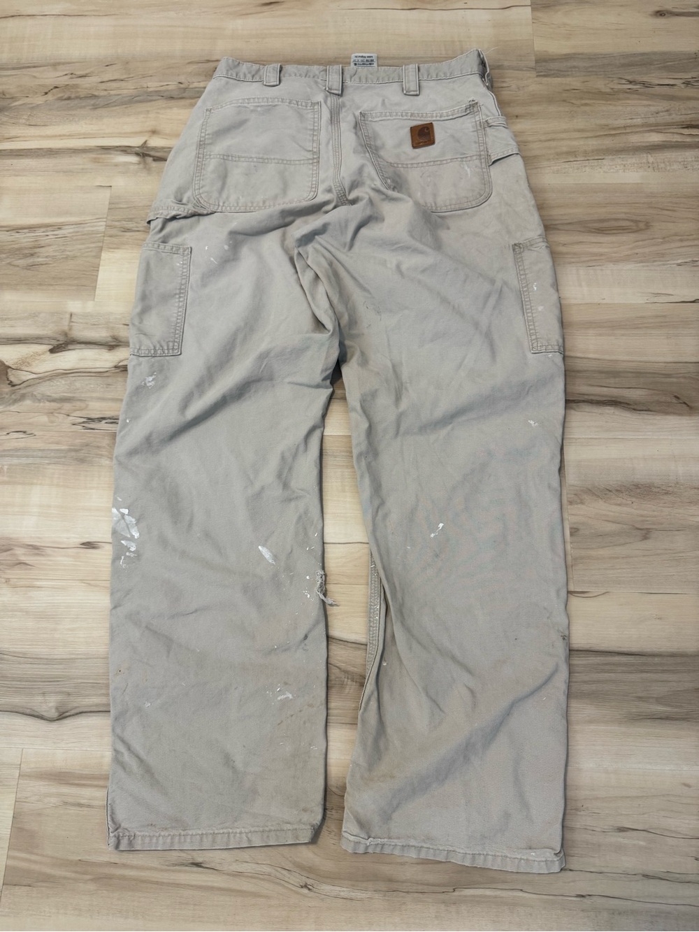 Men's Carhartt Work Pants in Beige — Durable Canvas Utility Trousers